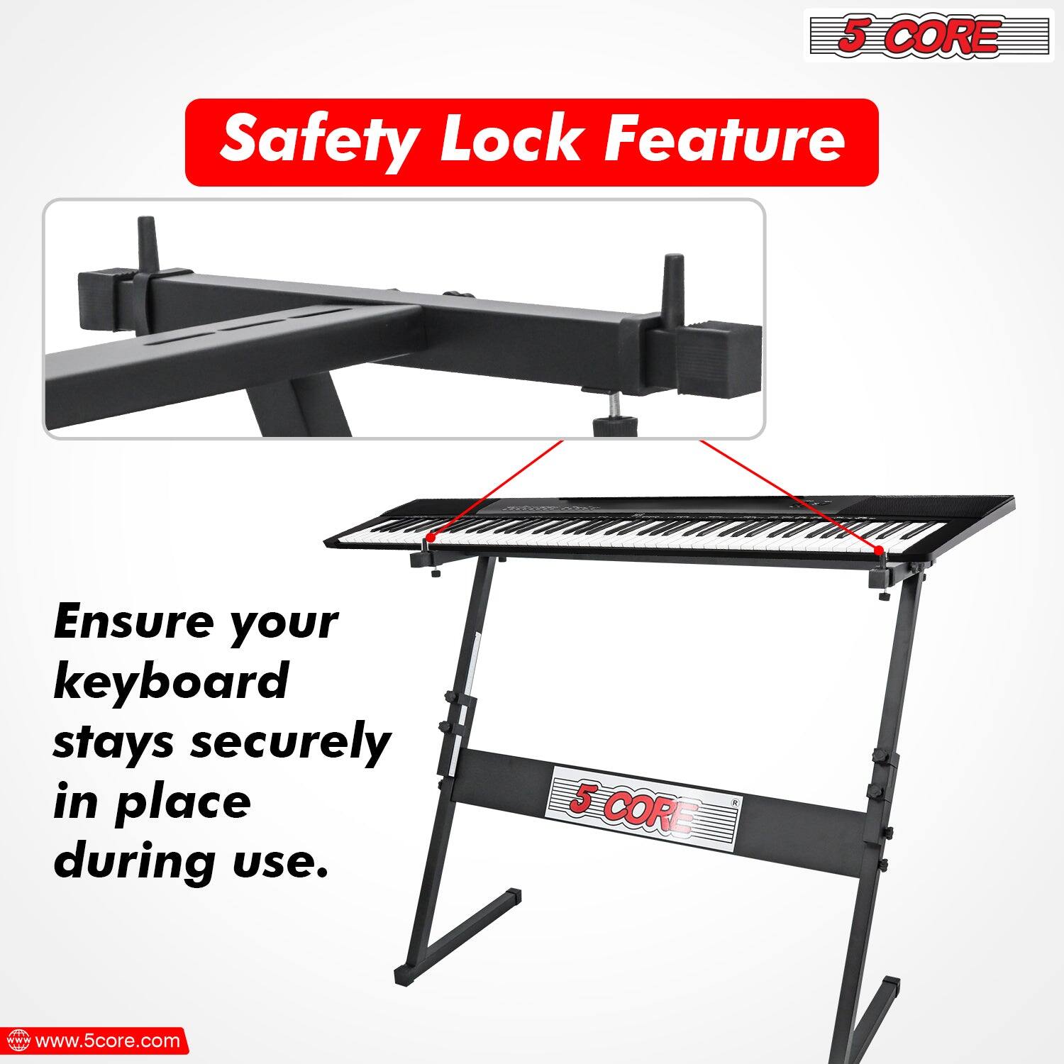 5 CORE Safety Lock Feature
Ensure your keyboard stays securely in place during use.
www.5core.com
