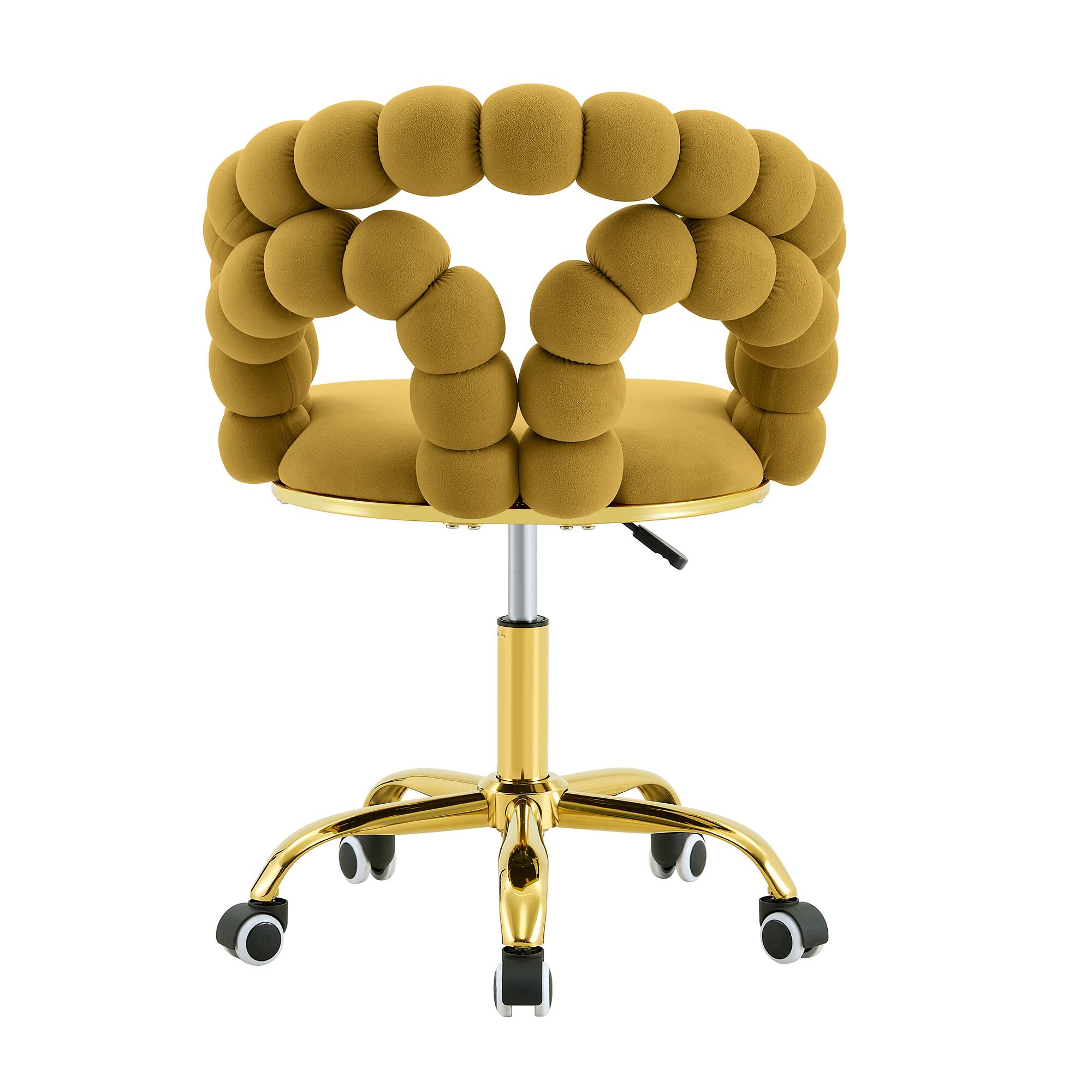 Alt View 7. Loheer - Loheer- Velvet Desk Chair Adjustable Swivel Makeup Desk Chair with Bubble Back, 2.82 ft Mustard Yellow - Gold,Yellow.