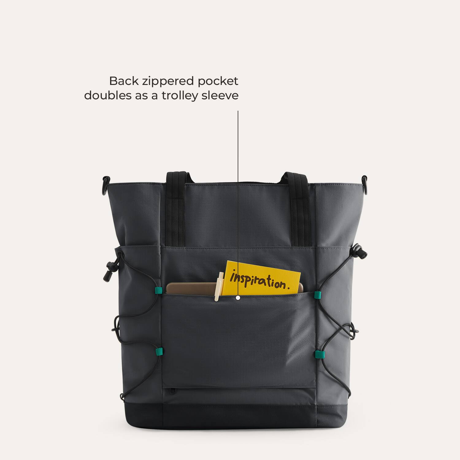 Back zippered pocket doubles as a trolley sleeve.