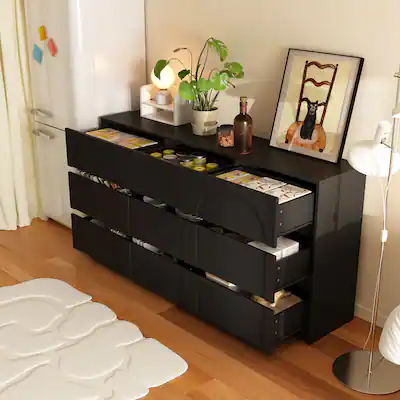 9 drawer black wood dresser Four Hands | Suki 9 Drawer Dresser