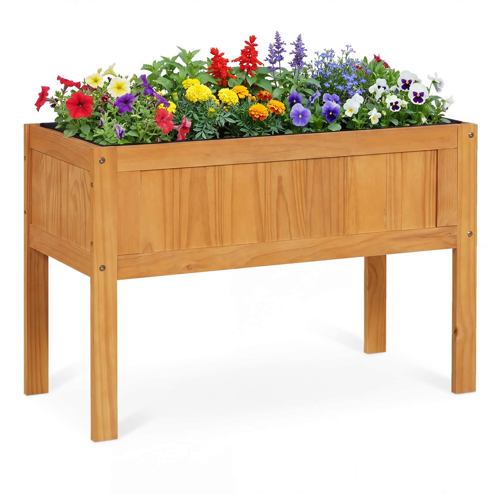 Alt View 8. Costway - Costway 2 PCS Wooden Raised Garden Bed Elevated Planter Box with Bed Liner & Drainage Holes - Orange.