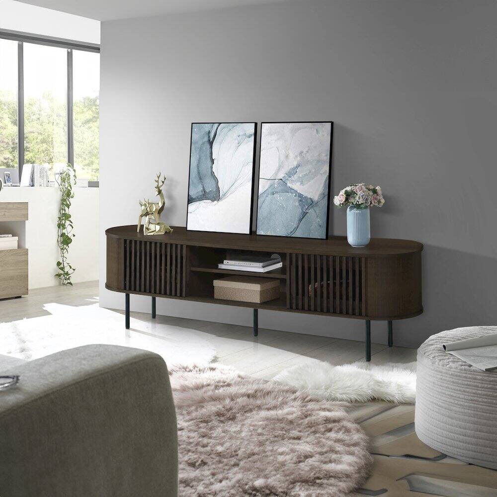 Alt View 4. New Classic Furniture - Brax Walnut TV Stand - Brown.