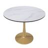 LeisureMod - Bristol 31" Round Minimalist Dining Table, Sintered Stone or MDF Top - Space-Saving Pedestal Base Kitchen & Cafe Table - MDF - Marbled White