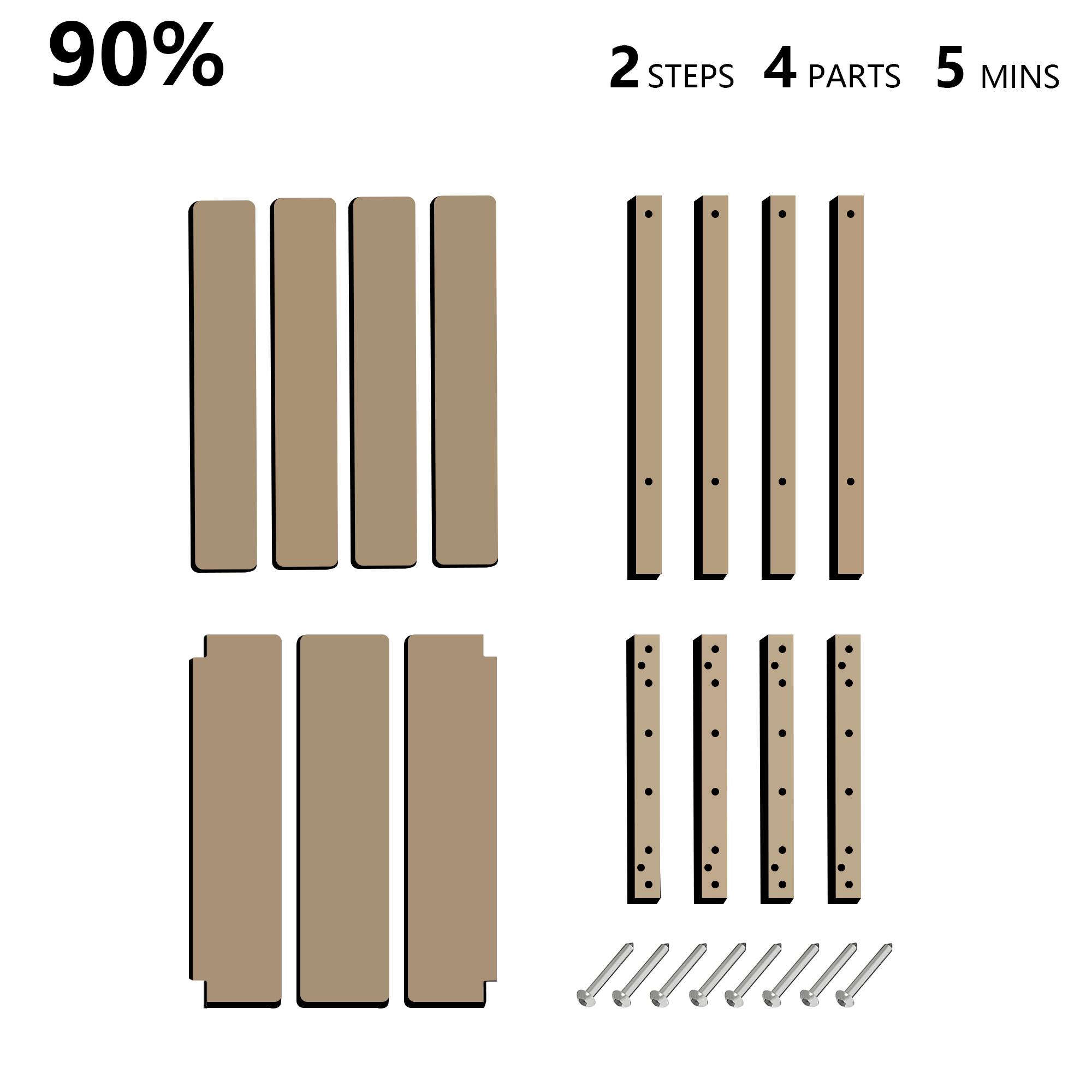 90% 2 STEPS 4 PARTS 5 MINS