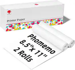 Phomemo - Letter Size Thermal Paper Rolls for M832 - 2 Rolls Pack - White