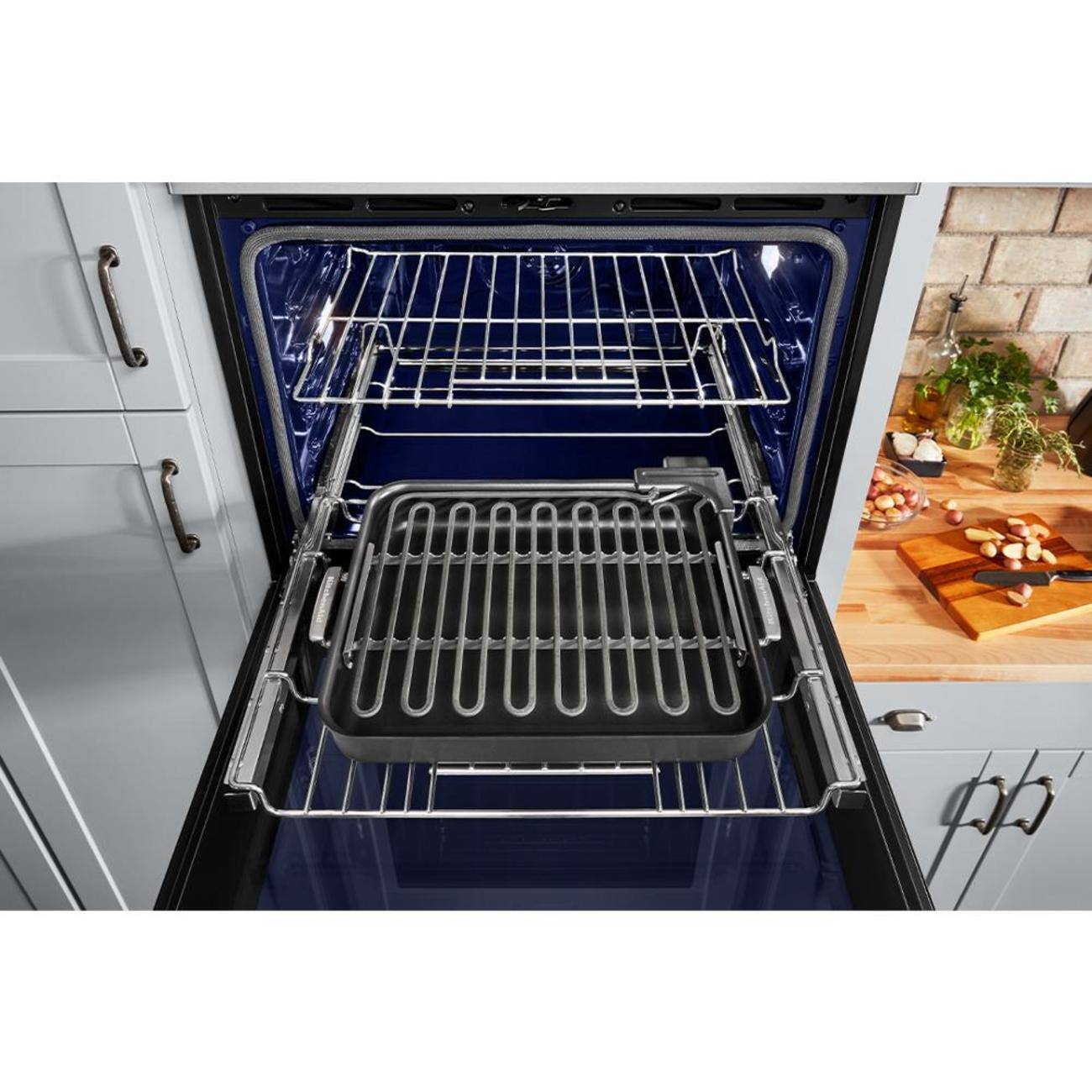 Alt View 6. KitchenAid - 30" Convection Built-In Electric Double Wall Oven with No Preheat Air Fry Mode - PrintShield Stainless.