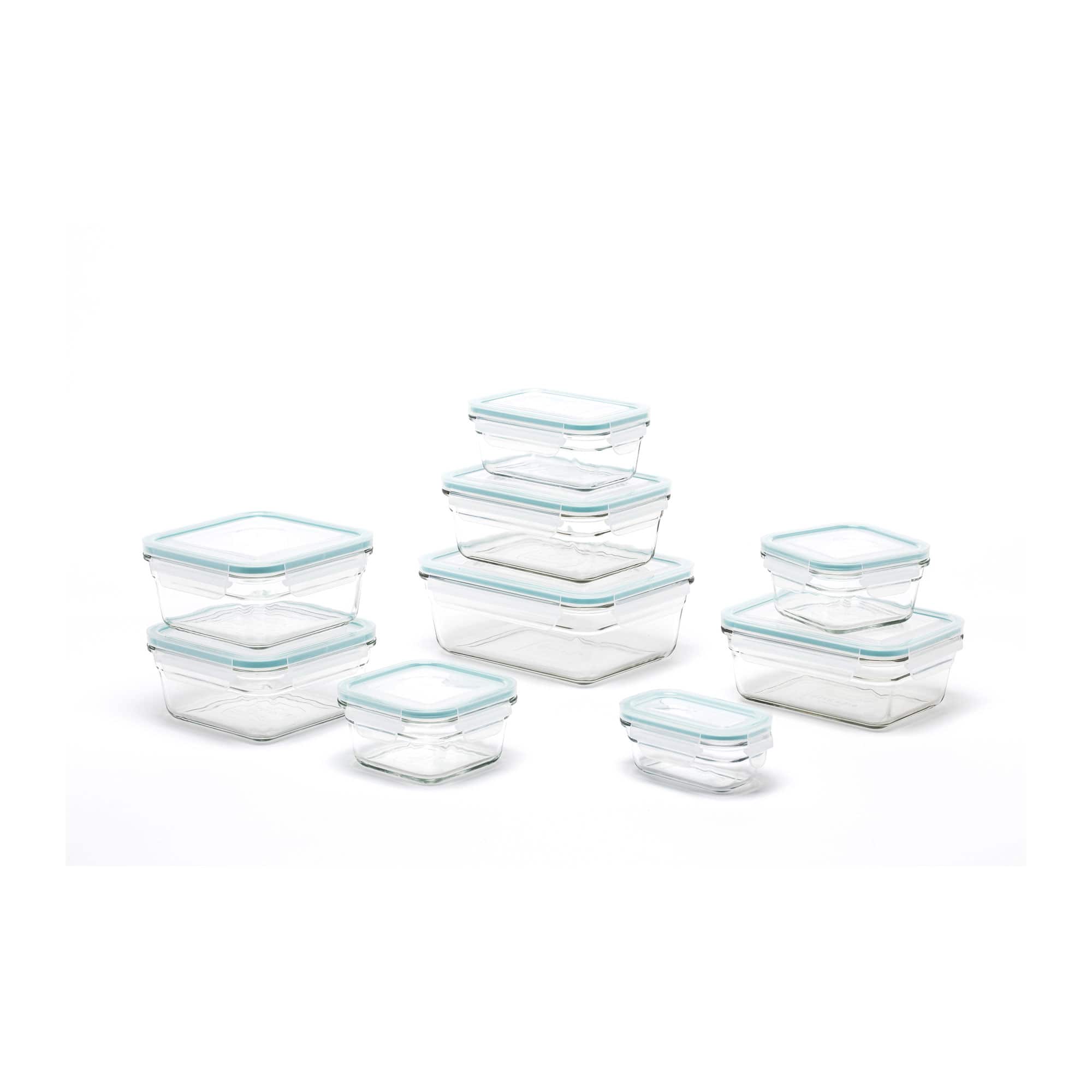 Glasslock - Oven and Microwave Safe Glass Food Storage Containers 18 Piece Set - Clear