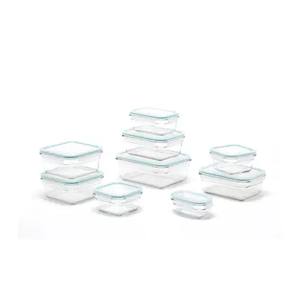 Front. Glasslock - Glasslock Oven and Microwave Safe Glass Food Storage Containers 18 Piece Set - Clear.