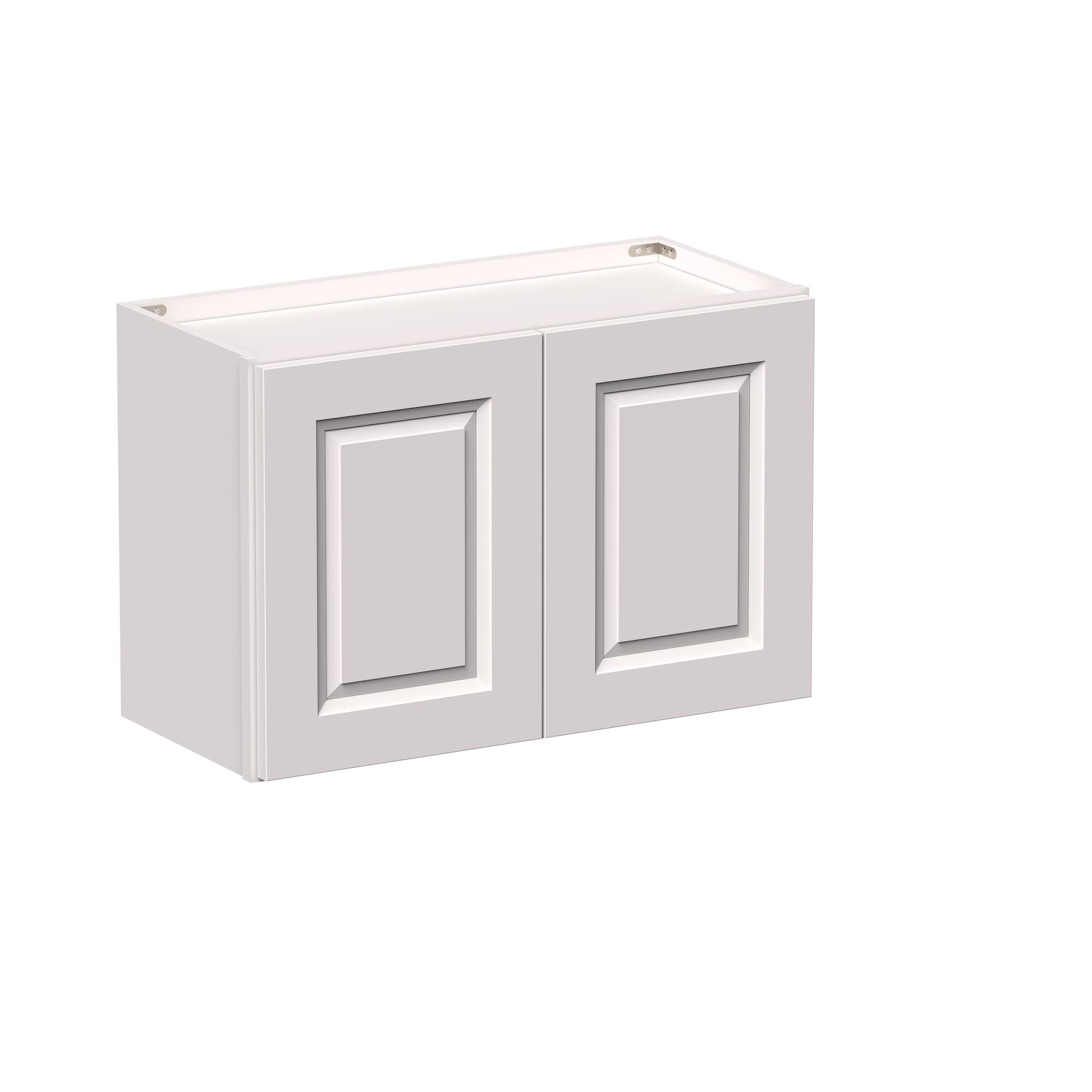 Angle. Boyel Living - 27-in W x 18-in H x 12-in D Shaker RTA Kitchen Wall Cabinet with Soft-Close Doors - Glacier White.