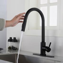 Ropilly - Touch Kitchen Faucet with Pull Down Sprayer, Kitchen Faucet, Single Handle High Arc - Matte Black