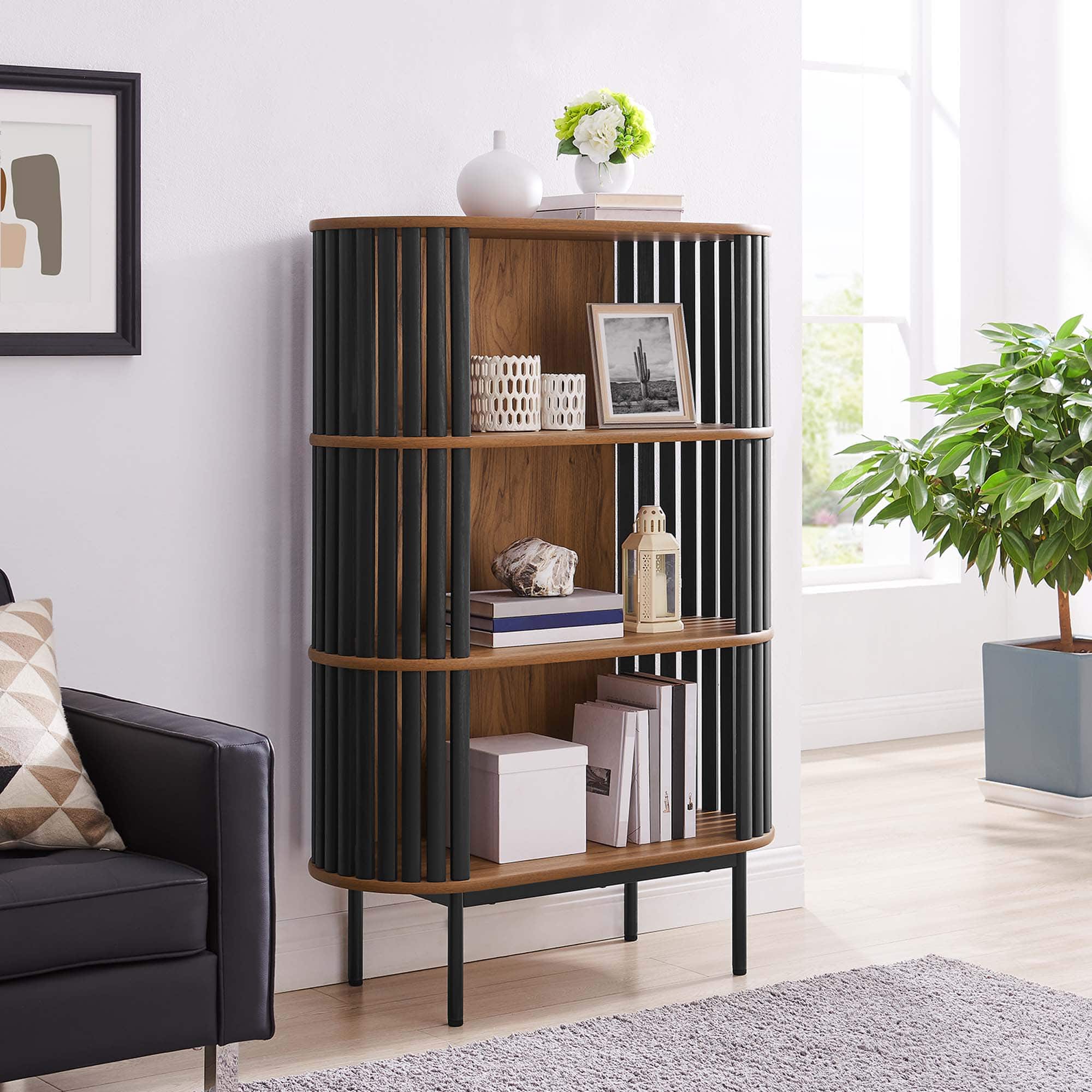 Fortitude Three Tier Display Cabinet by Modway - Walnut Black