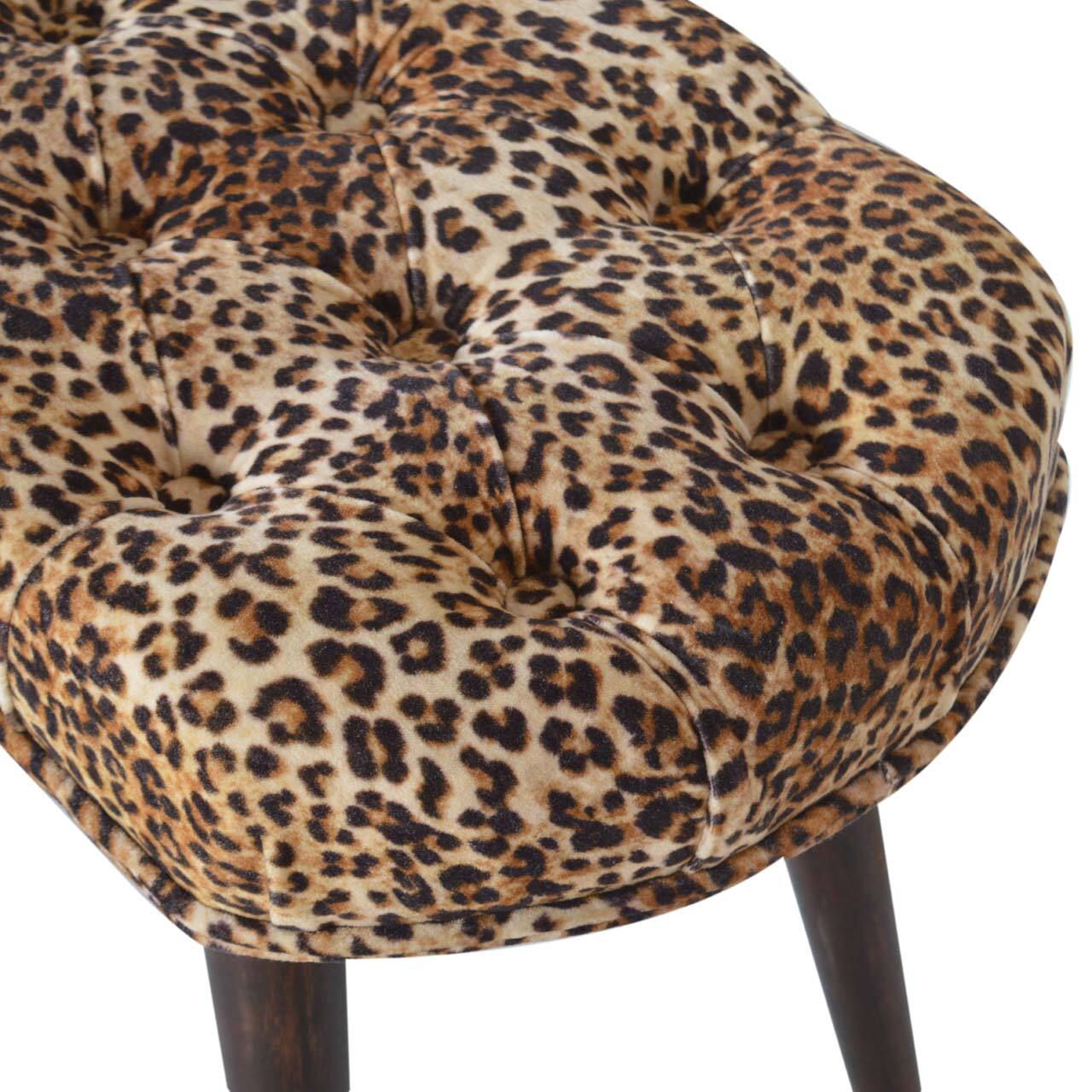 Back. Artisan Furniture - Artisan Furniture Solid Wood Leopard Print Deep Button Bench, Upholstered, Brown - Brown.