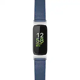 StrapsCo - Textured Strap Leather Watch Band For Fitbit Inspire 3 - Blue