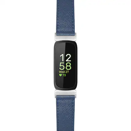 Front. StrapsCo - Textured Strap Leather Watch Band For Fitbit Inspire 3 - Blue.