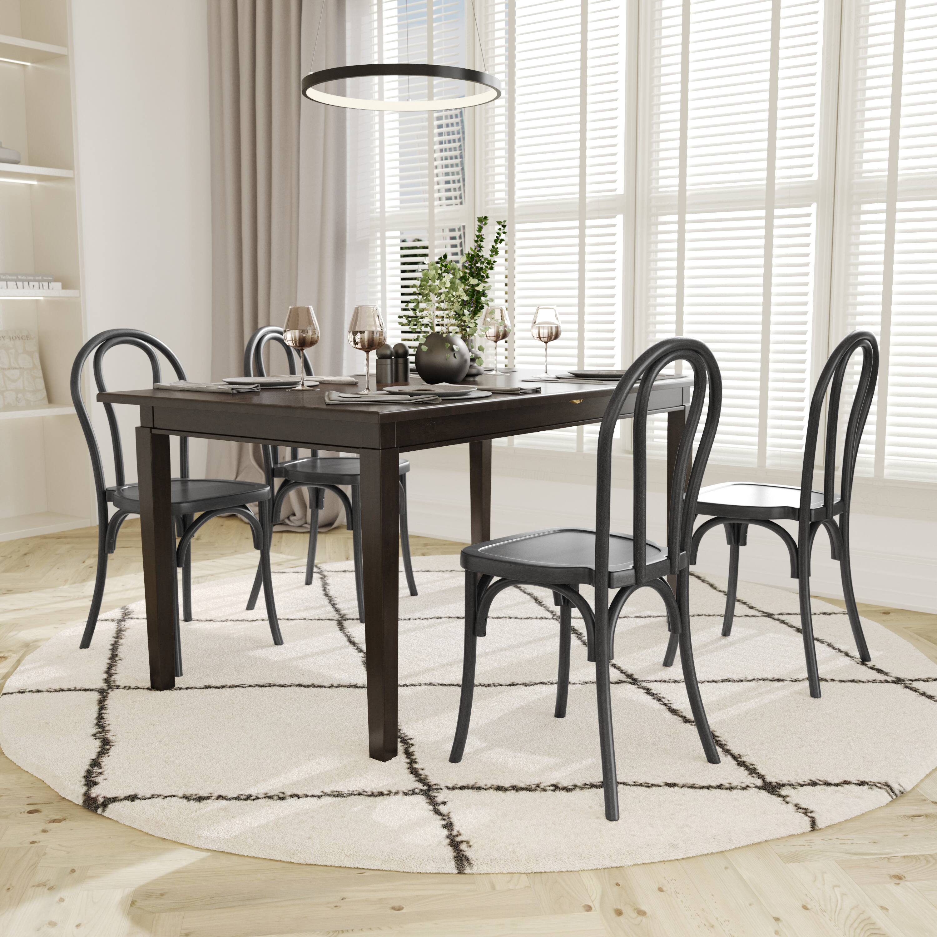 Alt View 3. Emma + Oliver - Hensler Weather-Resistant Wood Look Stackable Resin Thonet Chair for Indoor/Outdoor Use - Black.
