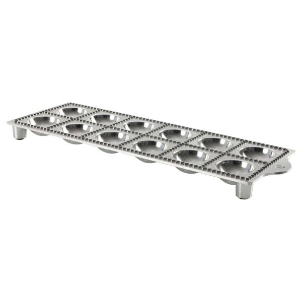 Left. Kings County Tools - Round Ravioli Mold with Roller - Silver.