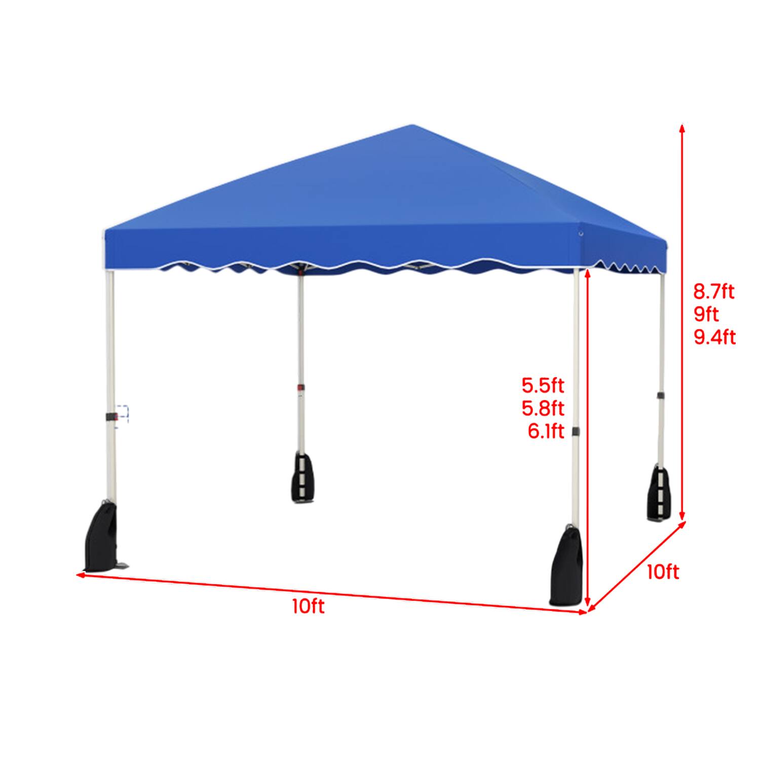 8.7ft  
9ft  
9.4ft  
5.5ft  
5.8ft  
6.1ft  
10ft  
10ft