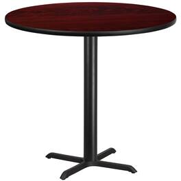 Emma + Oliver - 42" Round Laminate Table Top with 33"x33" Bar Height Table Base - Mahogany