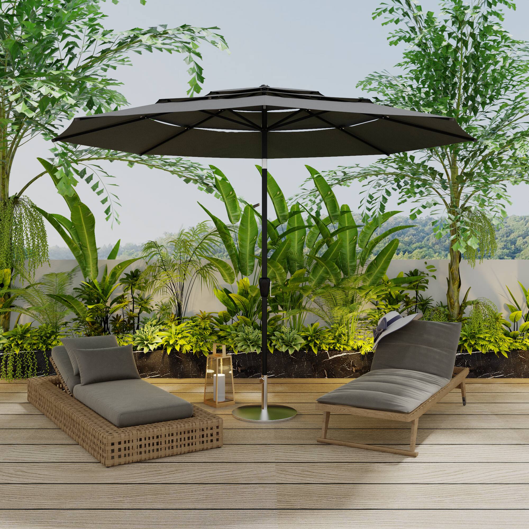Alt View 9. FUFU & GAGA - FUFU&GAGA Patio Umbrella: Adjustable Shade, Colorful Outdoor Vibes - Black.
