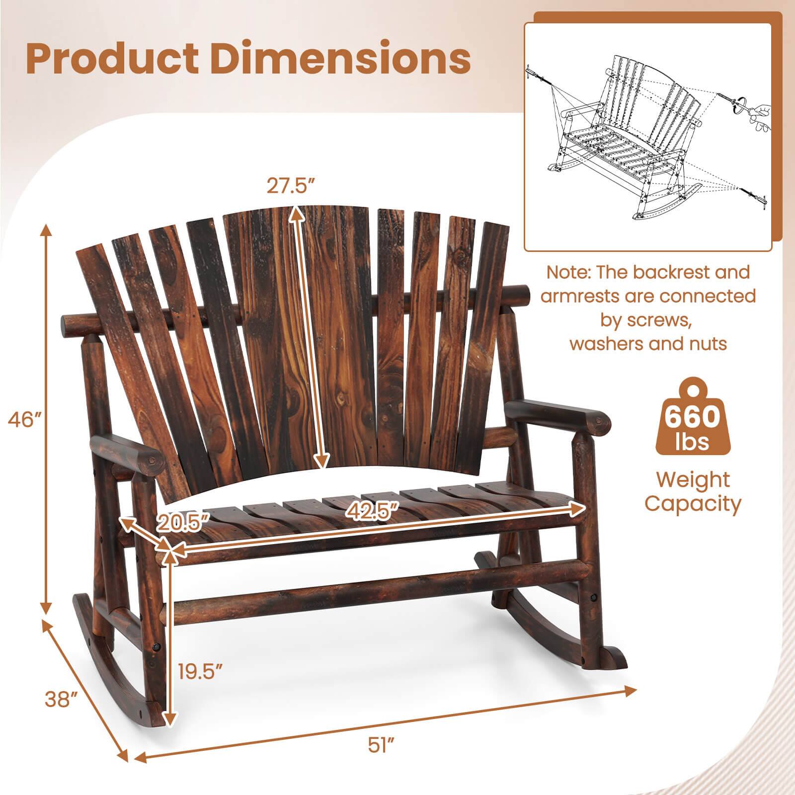 Product Dimensions

27.5"
46"
20.5"
42.5"
38"
19.5"
51"

Note: The backrest and armrests are connected by screws, washers and nuts

660 lbs Weight Capacity