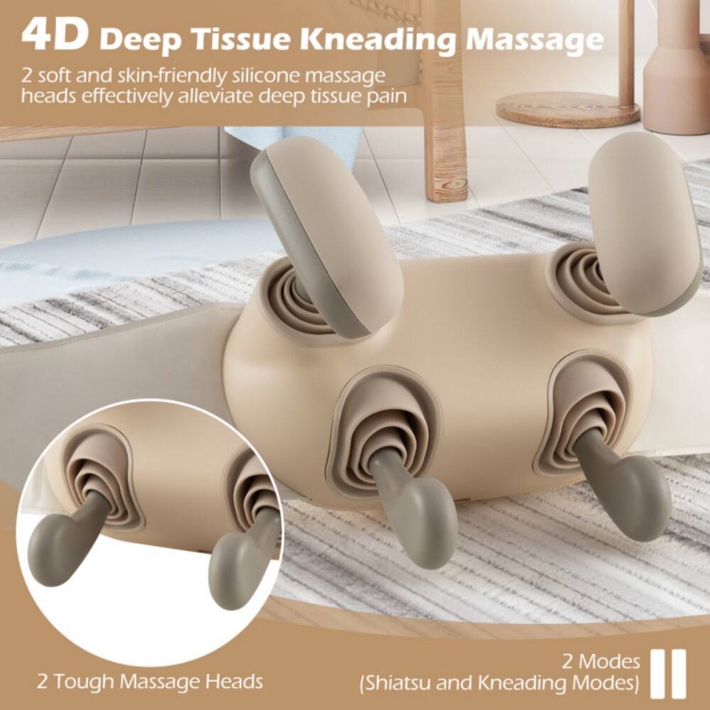 4D Deep Tissue Kneading Massage

2 soft and skin-friendly silicone massage heads effectively alleviate deep tissue pain

2 Tough Massage Heads

2 Modes (Shiatsu and Kneading Modes)