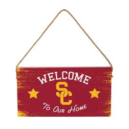 Evergreen Enterprises - USC Trojans 6" x 11" Welcome Home Wood Wall Sign with Rope Hanger - Multicolor