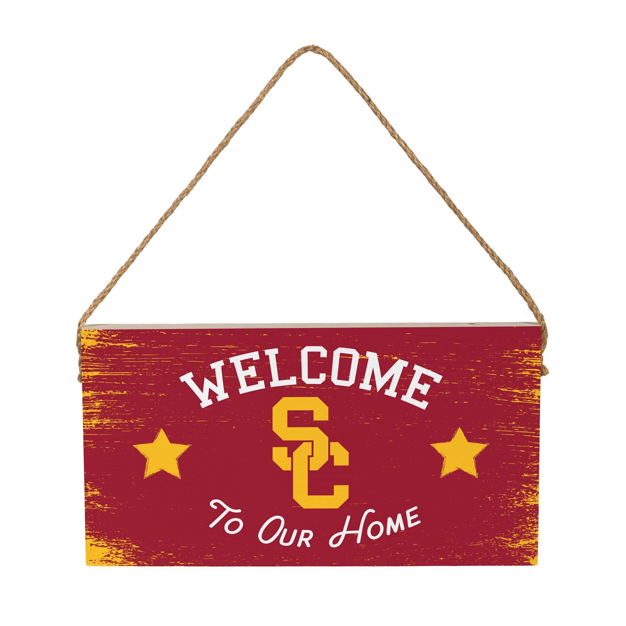 USC Trojans 6" x 11" Welcome Home Wood Wall Sign with Rope Hanger