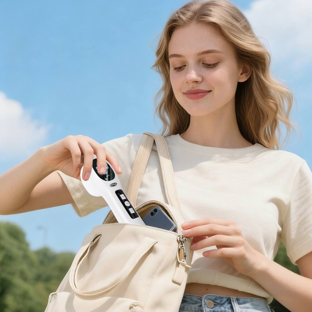 Alt View 7. Morfone - 5 x 808nm + 12 x 650nm Handheld Red Light Therapy Device - Featuring 4 brightness levels and 4 timer settings. - White.