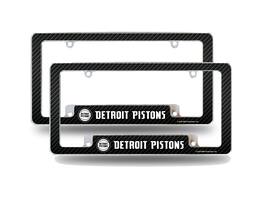 Rico Industries - Detroit Pistons NBA (Set of 2) Chrome Metal License Plate Frames with Carbon Fiber Design - Multi