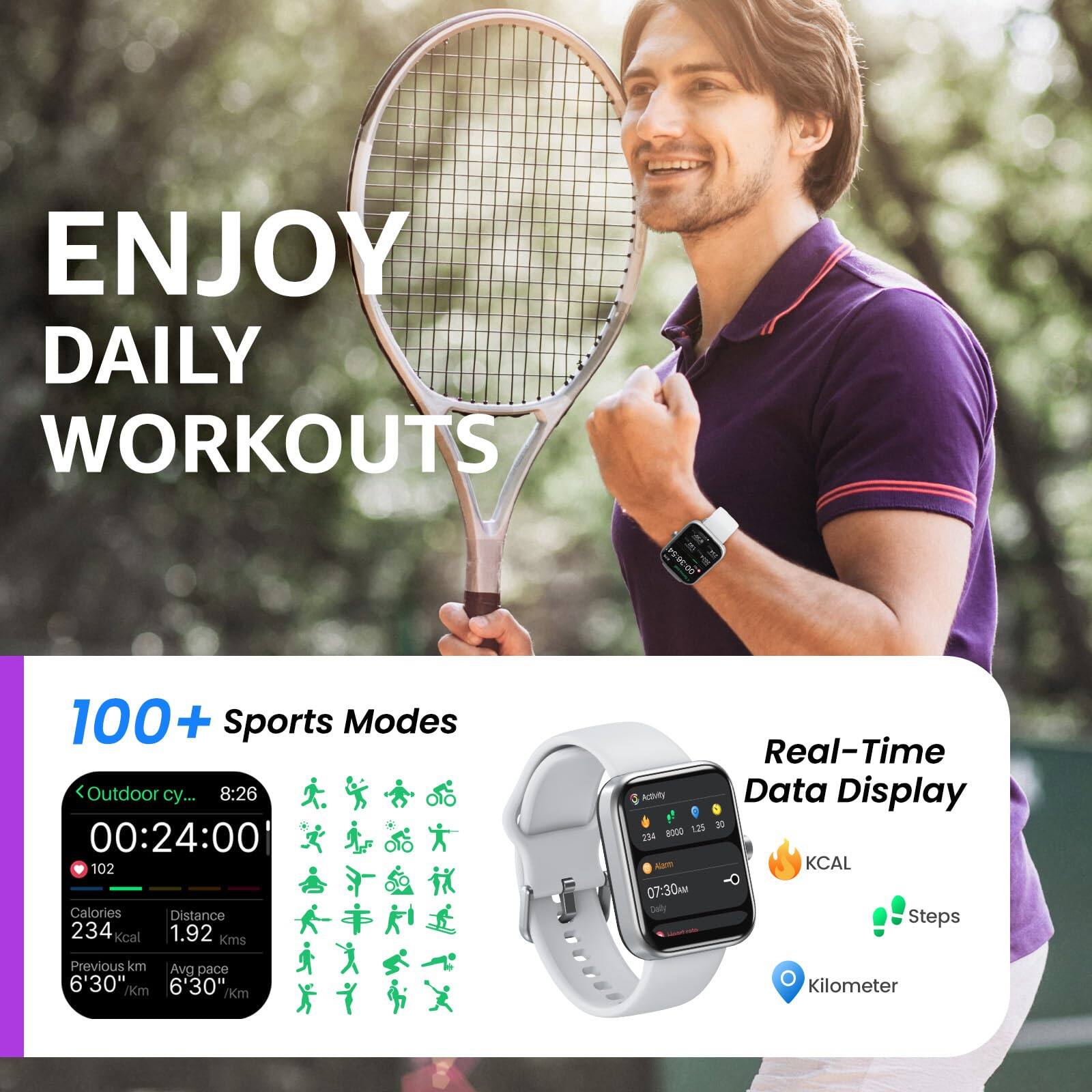 ENJOY DAILY WORKOUTS

100+ Sports Modes

Outdoor cy... 8:26 00:24:00 102 Calories Distance 234 Kcal 1.92 Kms

Real-Time Data Display

Previous km Avg pace 6'30" /Km 6'30" /Km

Daily Steps

Kilometer