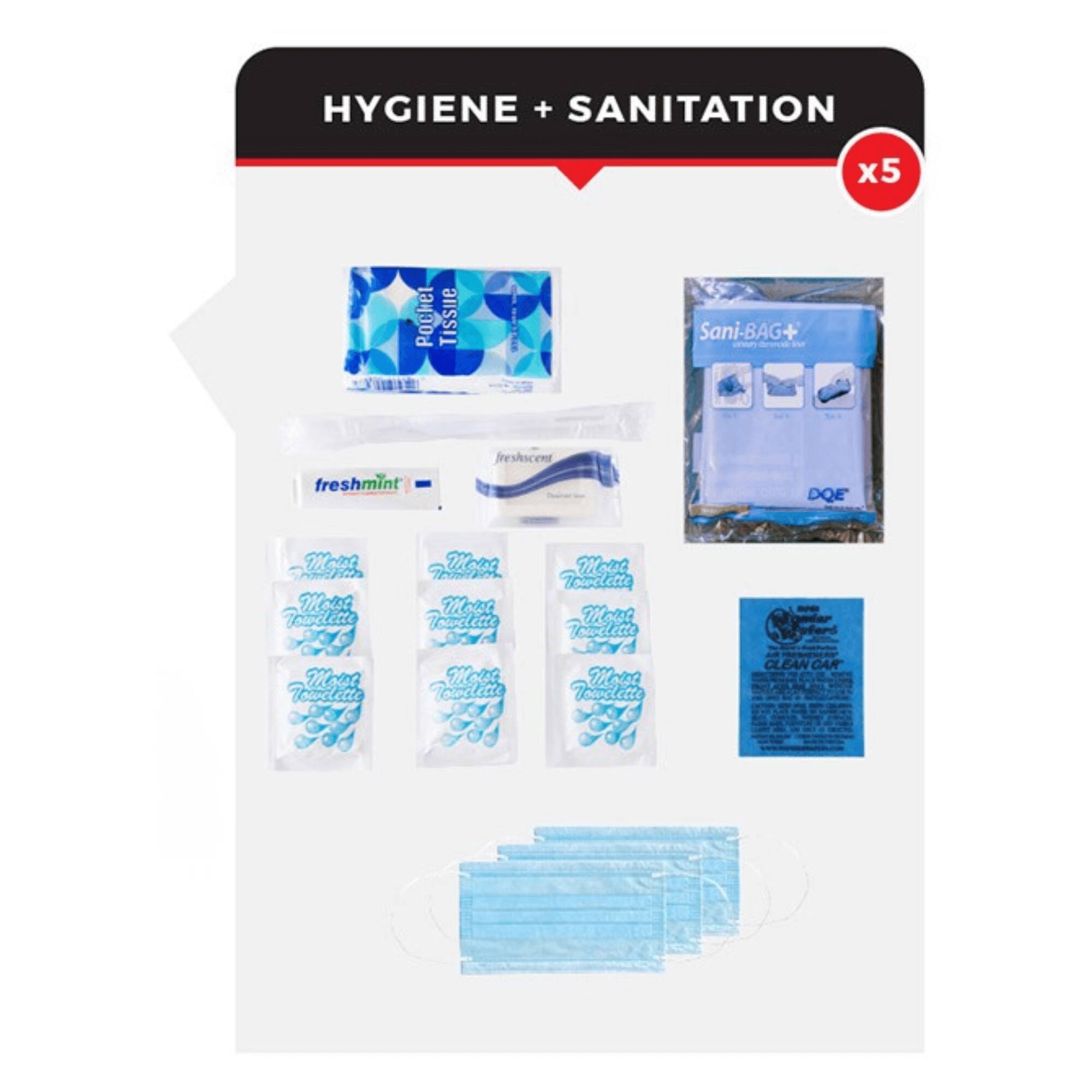 HYGIENE + SANITATION x5  
Pochet Tissue  
Sani-BAG+  
freshmint freshscent  
Mout Towclette 90C  
Mora Trun Molt Toivelette  
PARO Malt Towdlett  
lette Molt Toweletta  
Mott Towelette  
MT Telt Vowslette  
CLEAN CAR