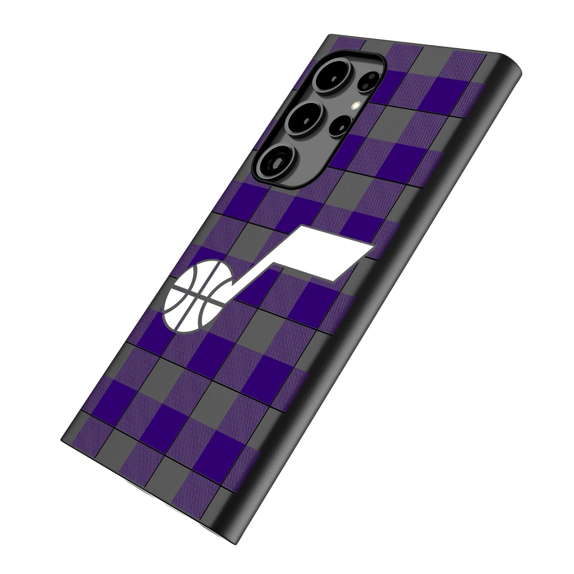 Alt View 1. Keyscaper - Utah Jazz Plaid Galaxy Magnetic Bump Case - S25 Ultra - Black.