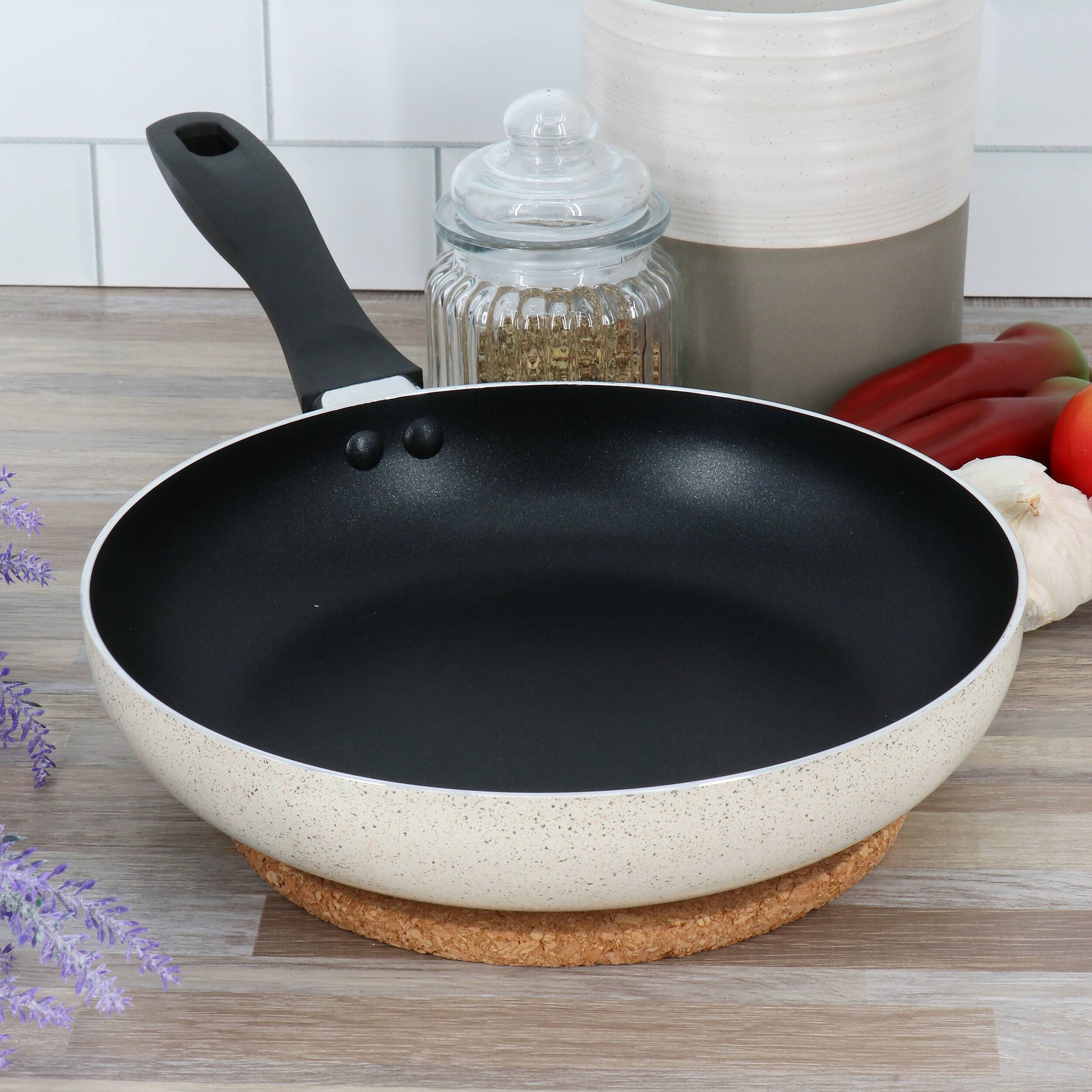 Alt View 4. Oster - Oster Clairborne 9.5 Inch Round Nonstick Aluminum Frying Pan in Linen - Linen.