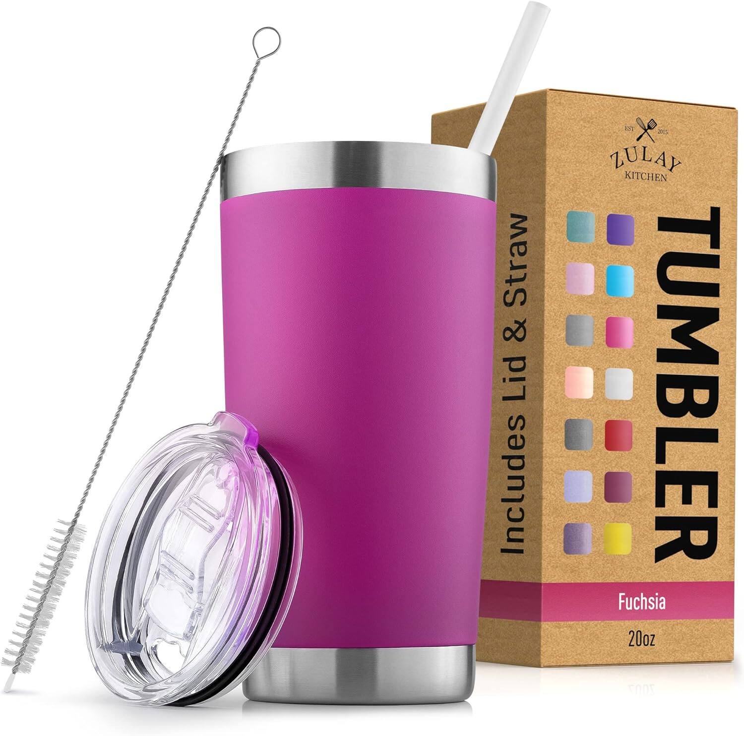 ZULAY KITCHEN  
TUMBLER  
Includes Lid & Straw  
Fuchsia  
20oz
