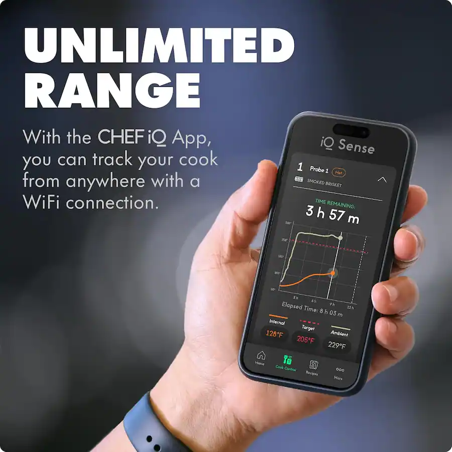 Iq Probe iQ Sense by CHEF iQ Smart Wireless Meat Thermometer, WiFi Unlimited ...