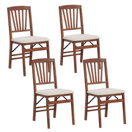 Costway - 4 Set Kitchen Chairs with Rubber Wood Frame Upholstered Seat Hollowed Backrest - Walnut
