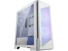 Front. MSI - MSI MPG Velox 300R Airflow PZ / White - Mid-tower - White - 6 x Bay - 2 x 160mm, 1 x 120mm Fan(s) Installed - EATX, ATX - White.