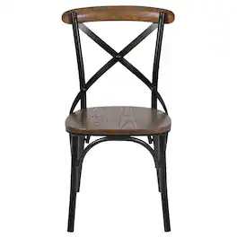 Flash Furniture - Advantage X-Back Chair with Metal Bracing and Fruitwood Seat - Black