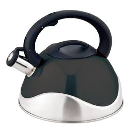 J&V TEXTILES - Stainless Steel Whistling Tea Kettle, 3.0 Liter - Black