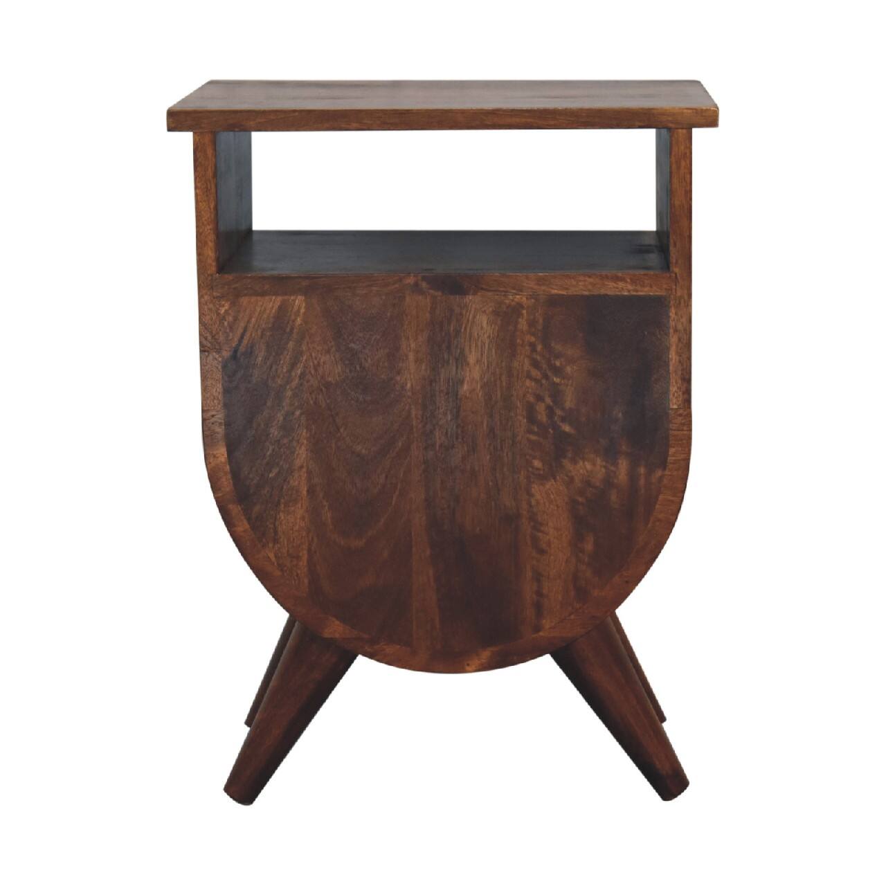 Alt View 5. Artisan Furniture - Artisan Furniture Solid Wood Split Chestnut Nightstand, 2 Drawers, 1 Open Slot, Nordic Legs, Dark Brown - Chestnut.