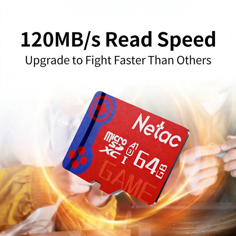 120MB/s Read Speed  
Upgrade to Fight Faster Than Others  

MicroSDXC I  
Netac  
64GB  
GAME