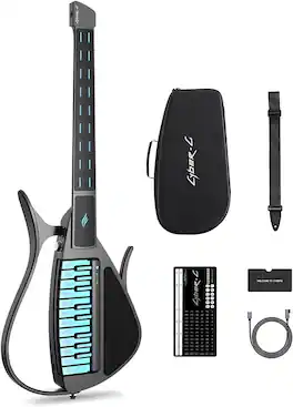 Enya CYBER-G Stringless Smart Guitar, 20 instrument Sounds, App Interactive Chord Sheets For Adults & Teens - Black