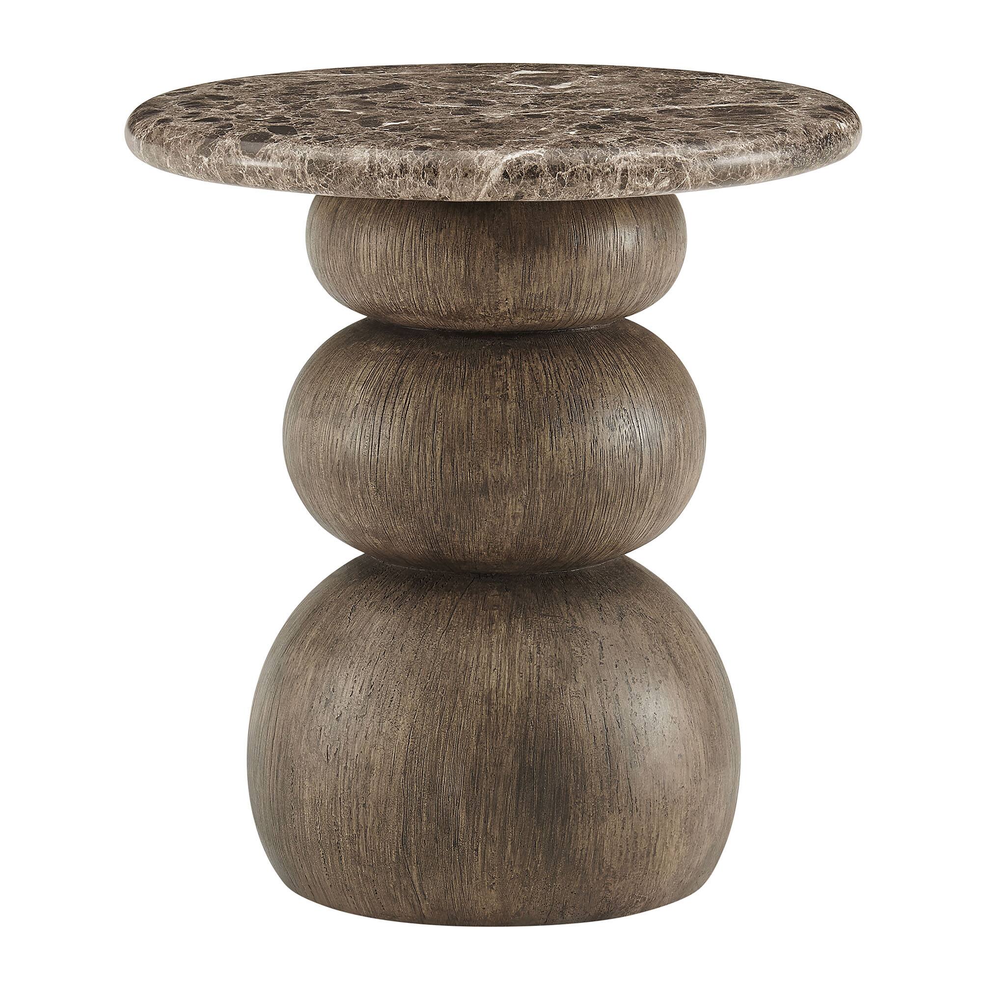 Alt View 4. Modway - Pietra Indoor Outdoor Round Side Table by Modway - Dark Emperador Marble.