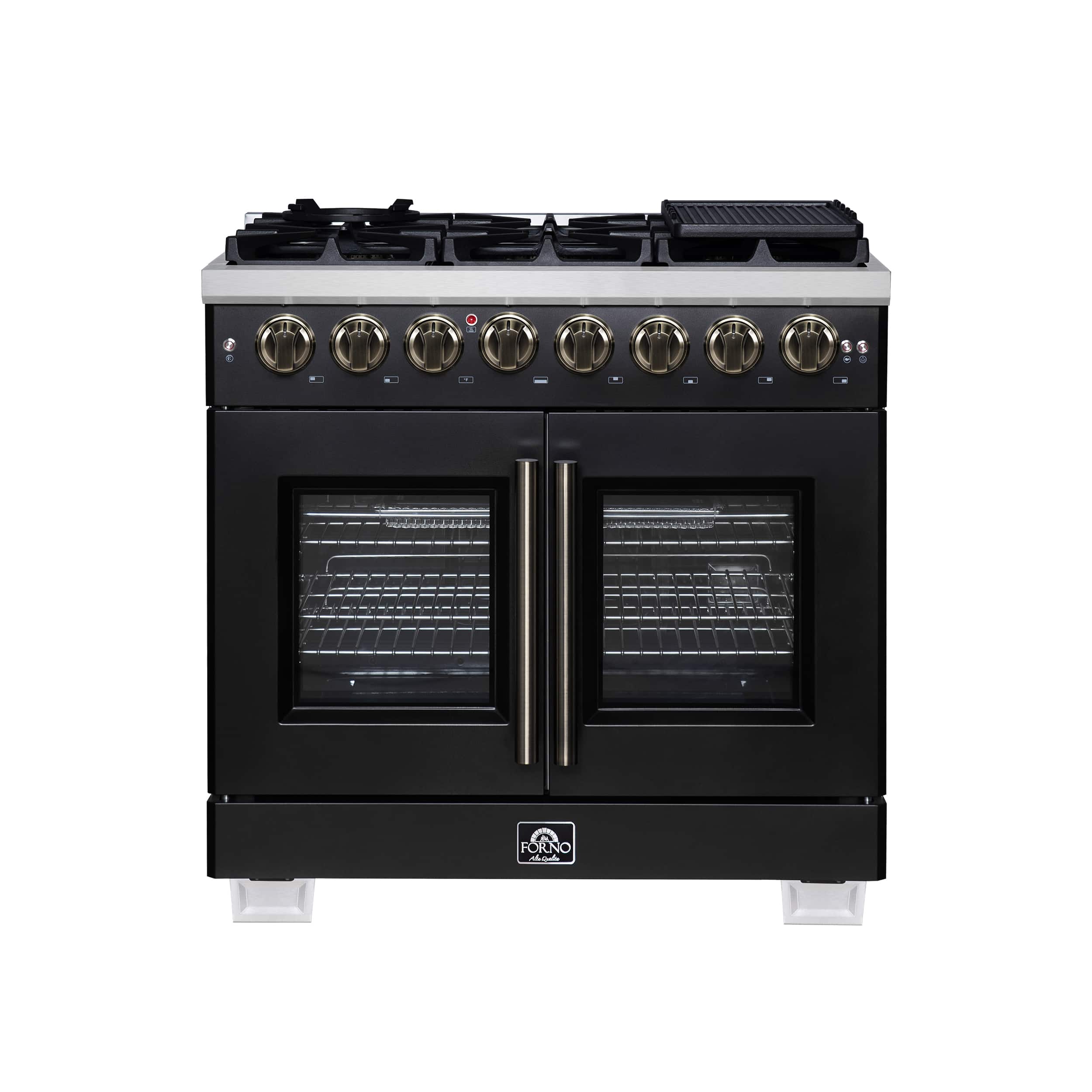 Forno Appliances - Capriasca 5.36 Cu. Ft. Dual Fuel Range with French Door Design - Black