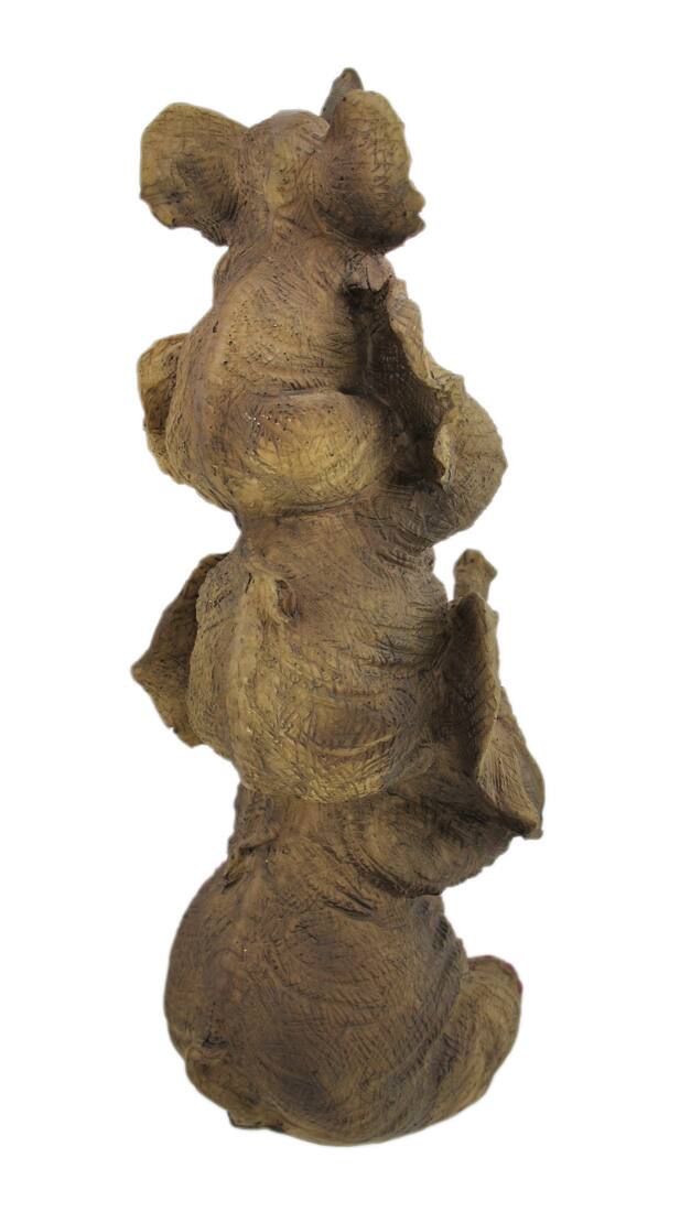 Alt View 2. Zeckos - Comical Stacked No Evil Elephant Trio Statue - Off-white.