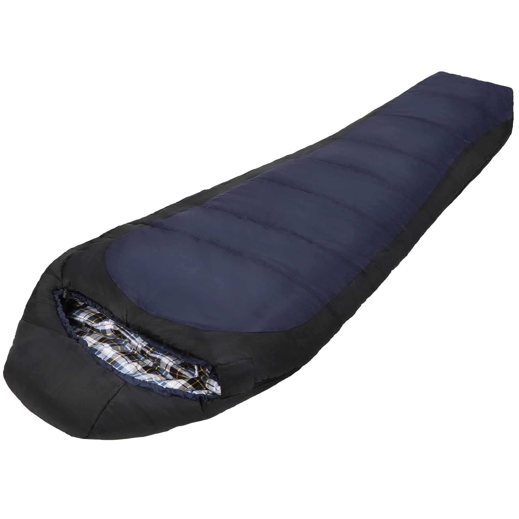 Alt View 1. Dapper Styles - Cold Weather Mummy Sleeping Bag Warm Flannel Cotton Filling 210T Polyester Grid Anti CoatingImportedPremium... - Navy Blue with 2lbs Filling.