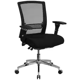 Emma + Oliver - 24/7 300 lb. Rated Seat Slider Ergonomic Office Chair with Adjustable Lumbar - Black Mesh & Fabric