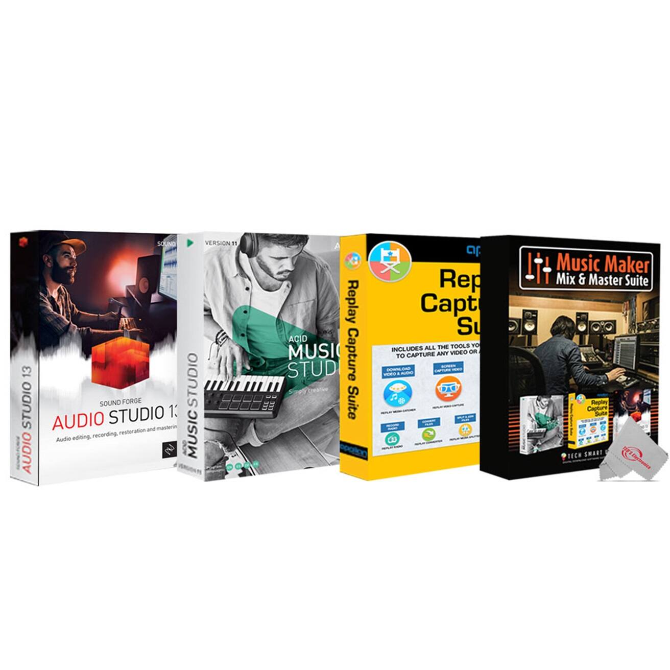 SOUND VERSION 1.1  
SOUND FORGE STUDIO  
AUDIO STUDIO  
Audio editing, recording, restoration and mastering  
MUSIC  
ACID MUSIC  
Replay Capture Suite  
Music Maker Mix & Master Suite  
INCLUDES ALL THE TOOLS YOU NEED TO CAPTURE ANY VIDEO OR AUDIO