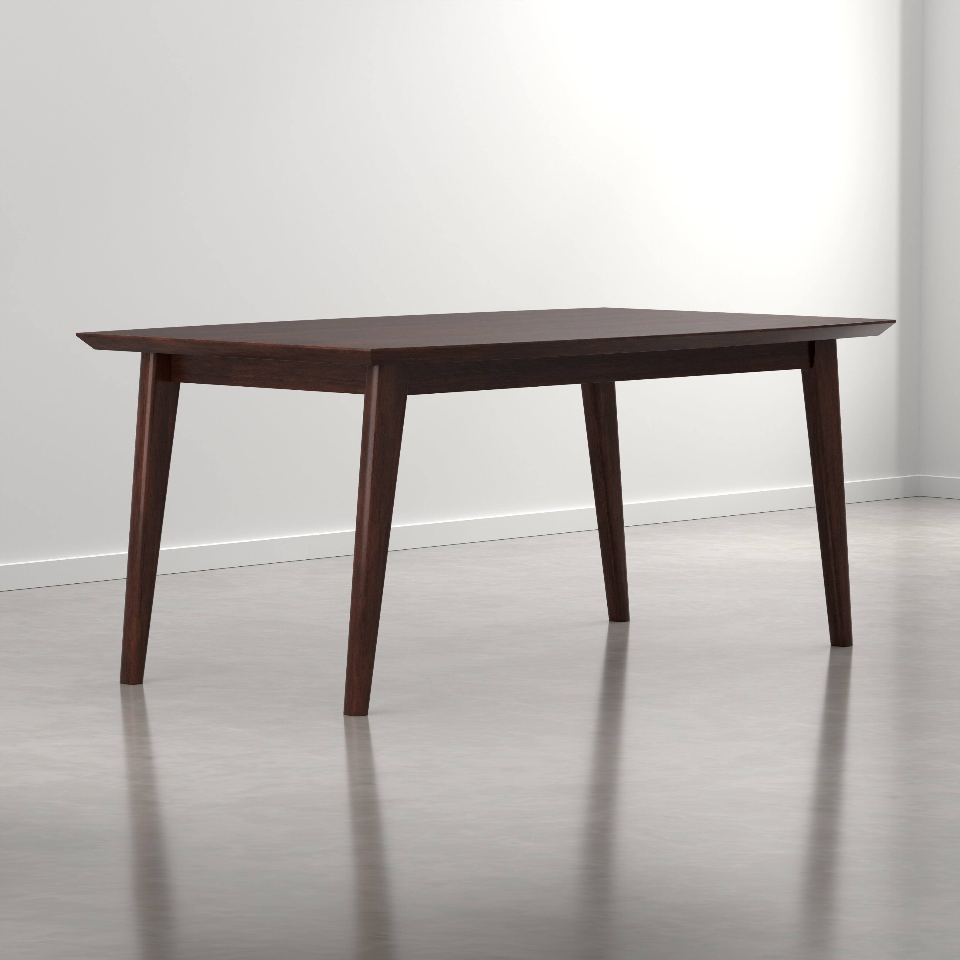 Angle. Simpli Home - Draper 66 inch Wide Solid Wood Dining Table - Deep Brown.