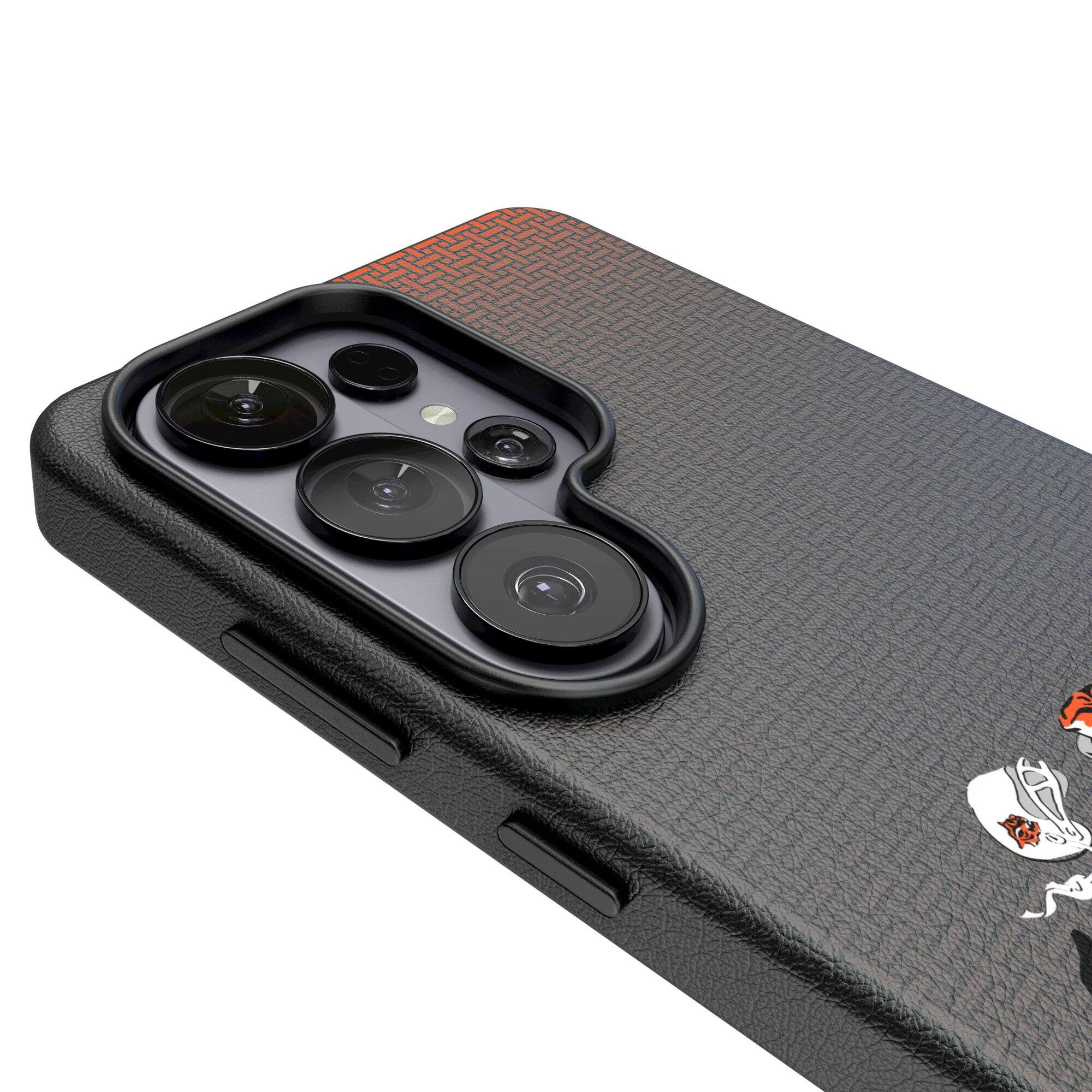 Alt View 2. Keyscaper - Cincinnati Bengals Historic Collection 1968-1969 Galaxy Magnetic Bump Case - S26 Ultra - Black.